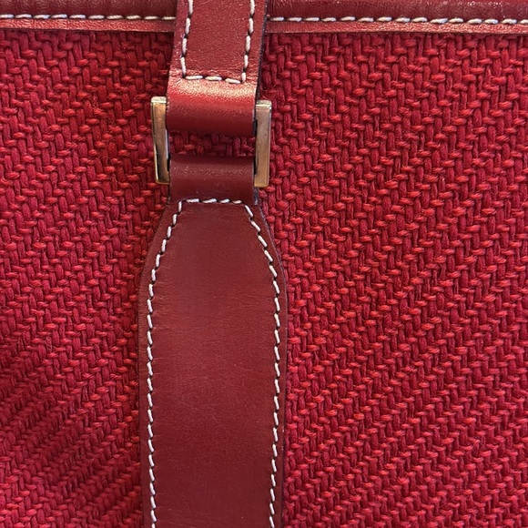 Burberry, London blue label authentic TARTAN red leather handbag/tote - Picture 3 of 14